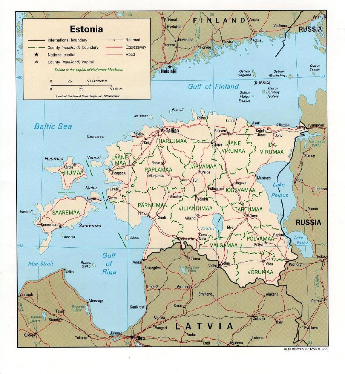 mapa Estonii, mapa dojazdu 