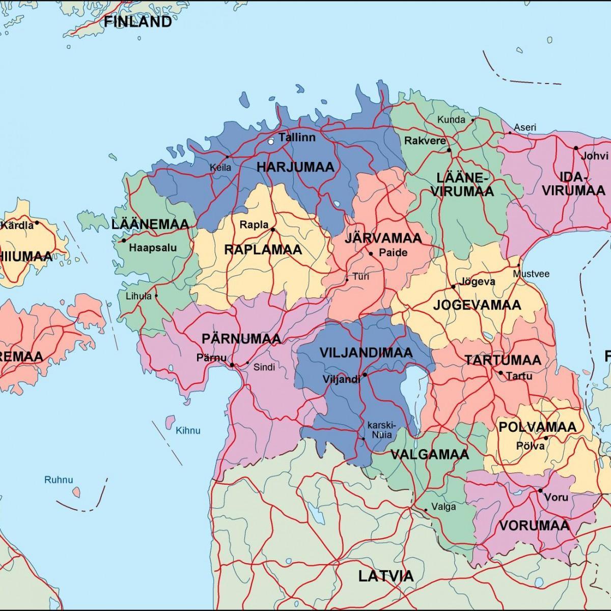mapa Estonii polityczne