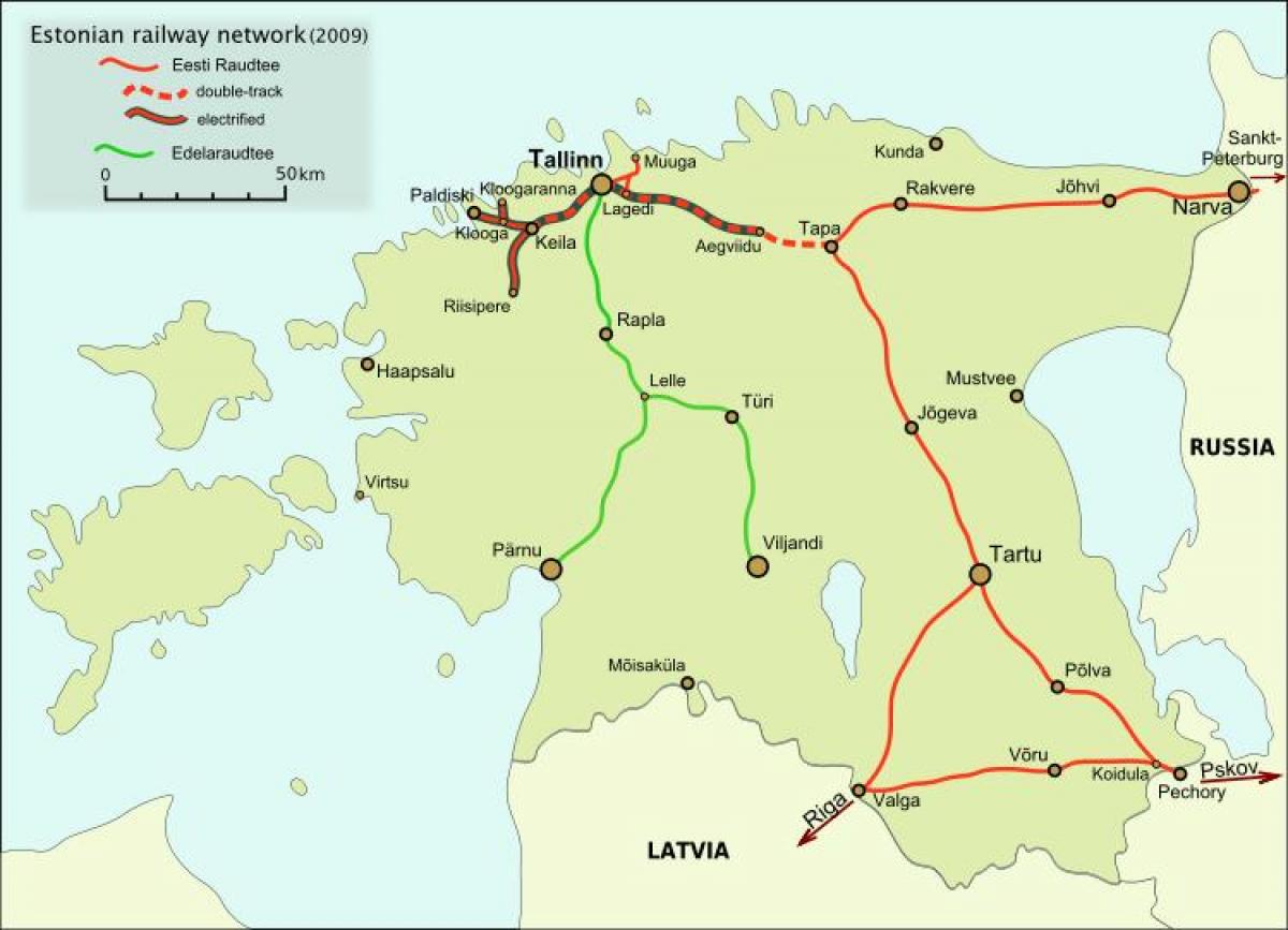 mapa estońska kolej