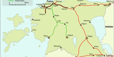 Mapa estońska kolej